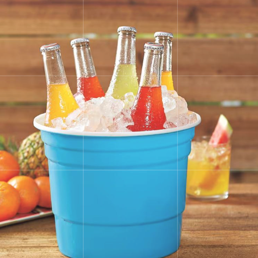 Oversized blue Solo cup bucket loaded with drinks—perfect for your next tailgate, BBQ, or party night! 🍾🔥 Keep beverages cold and make your event unforgettable!