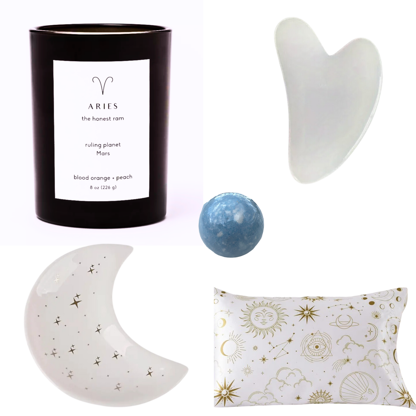 Celestial Shine Zodiac Gift Box Set with Self Care Items, Candle, Beauty, Satin Pillowcase Gifts and More