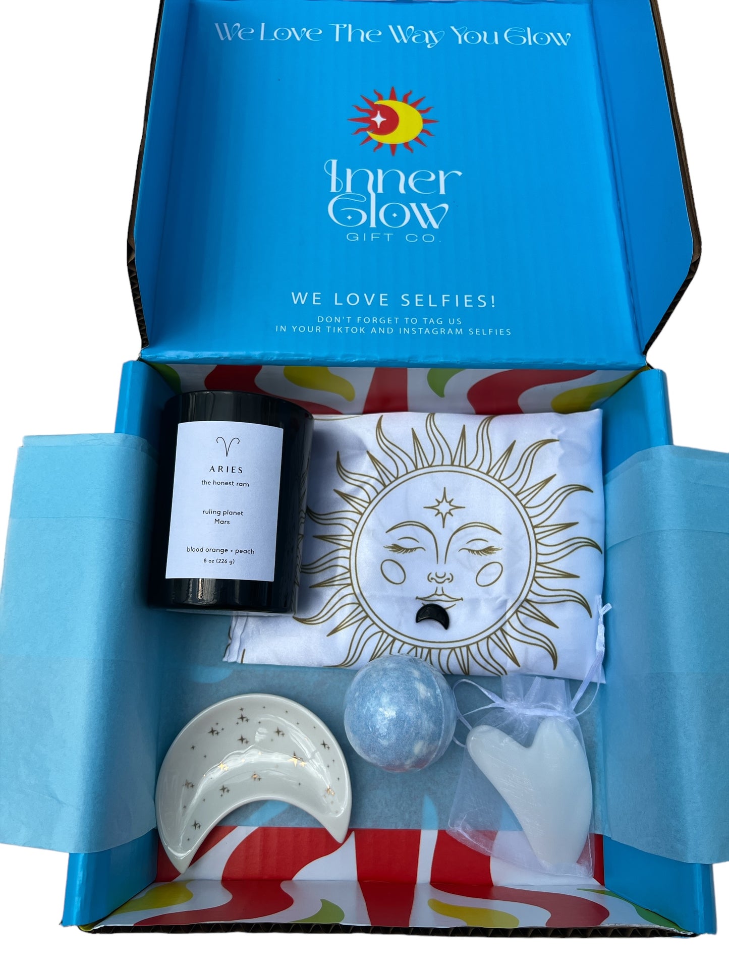 Celestial Shine Zodiac Gift Box Set with Self Care Items, Candle, Beauty, Satin Pillowcase Gifts and More