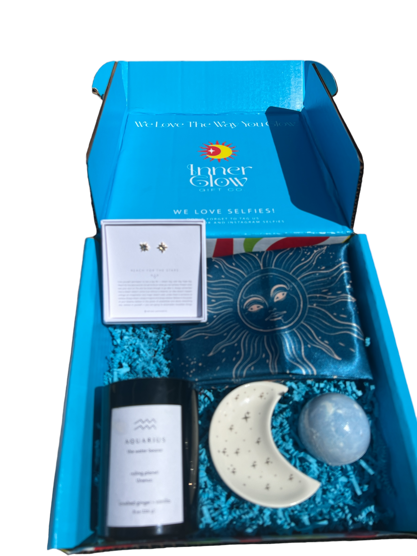 Celestial Shine Zodiac Gift Box Set with Self Care Items, Candle, Beauty, Satin Pillowcase Gifts and More